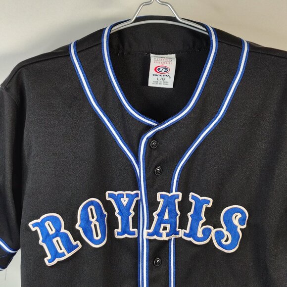 Kansas City Royals True Fan Jersey Large Black Blue Button Down MLB Baseball - Picture 4 of 11